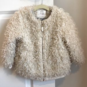 Zara Baby Toddler Girls faux fur jacket size 18-24 months